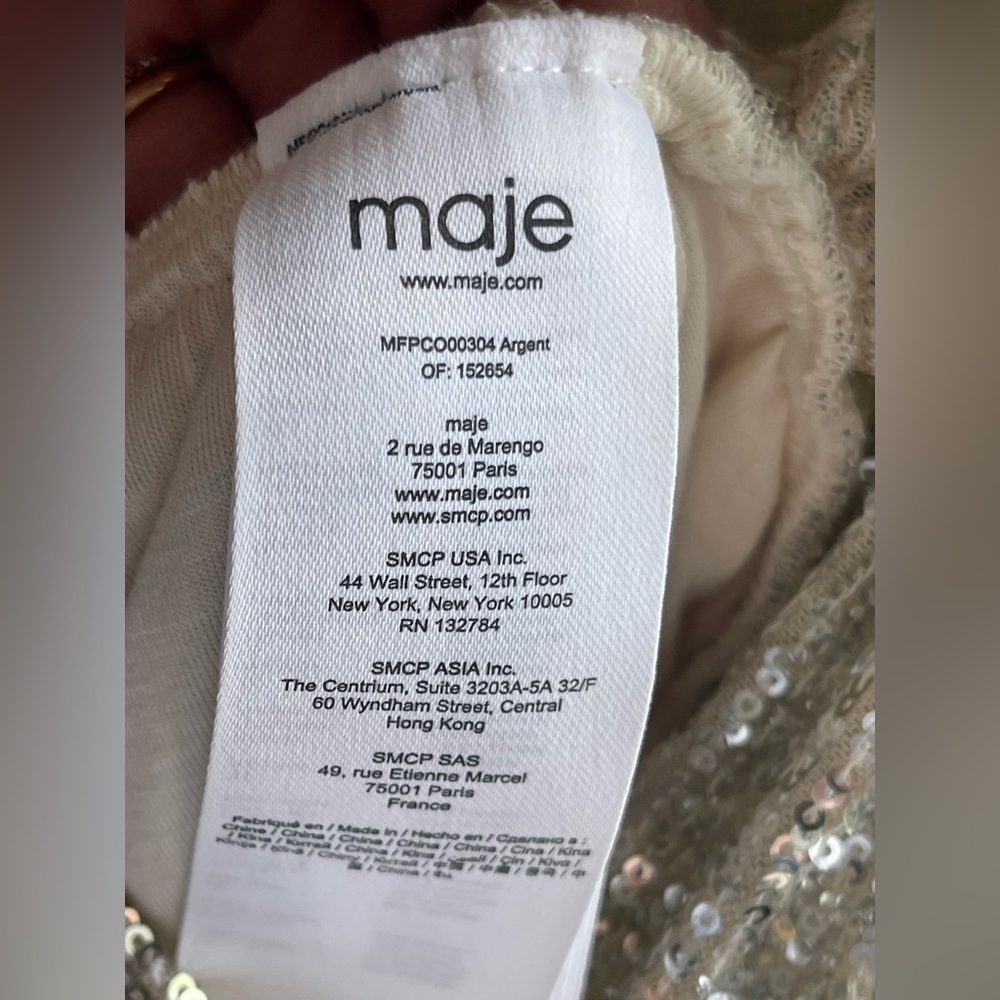 Maje NWT Silver Sequin Long Sleeve Romper - Picture 9 of 16